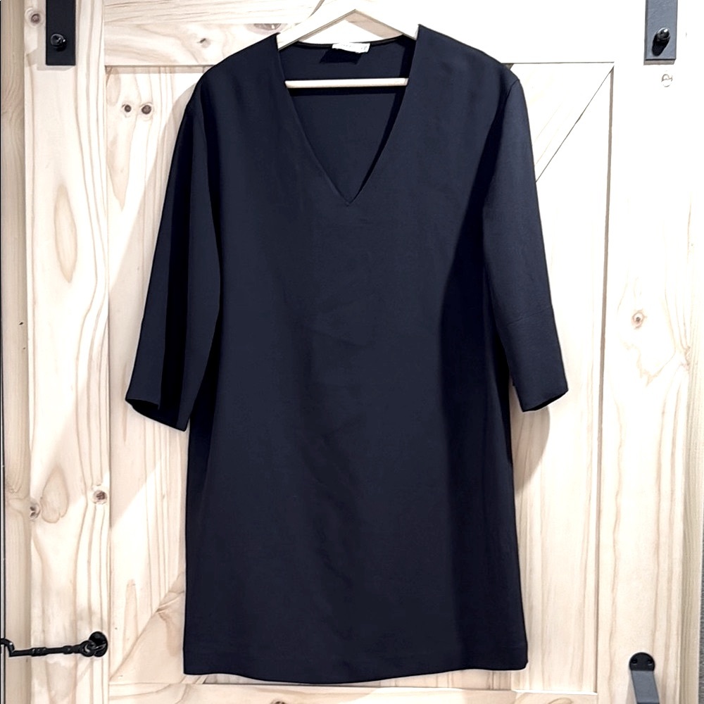 VINCE -  Black V-Neck Women's Mini Dress